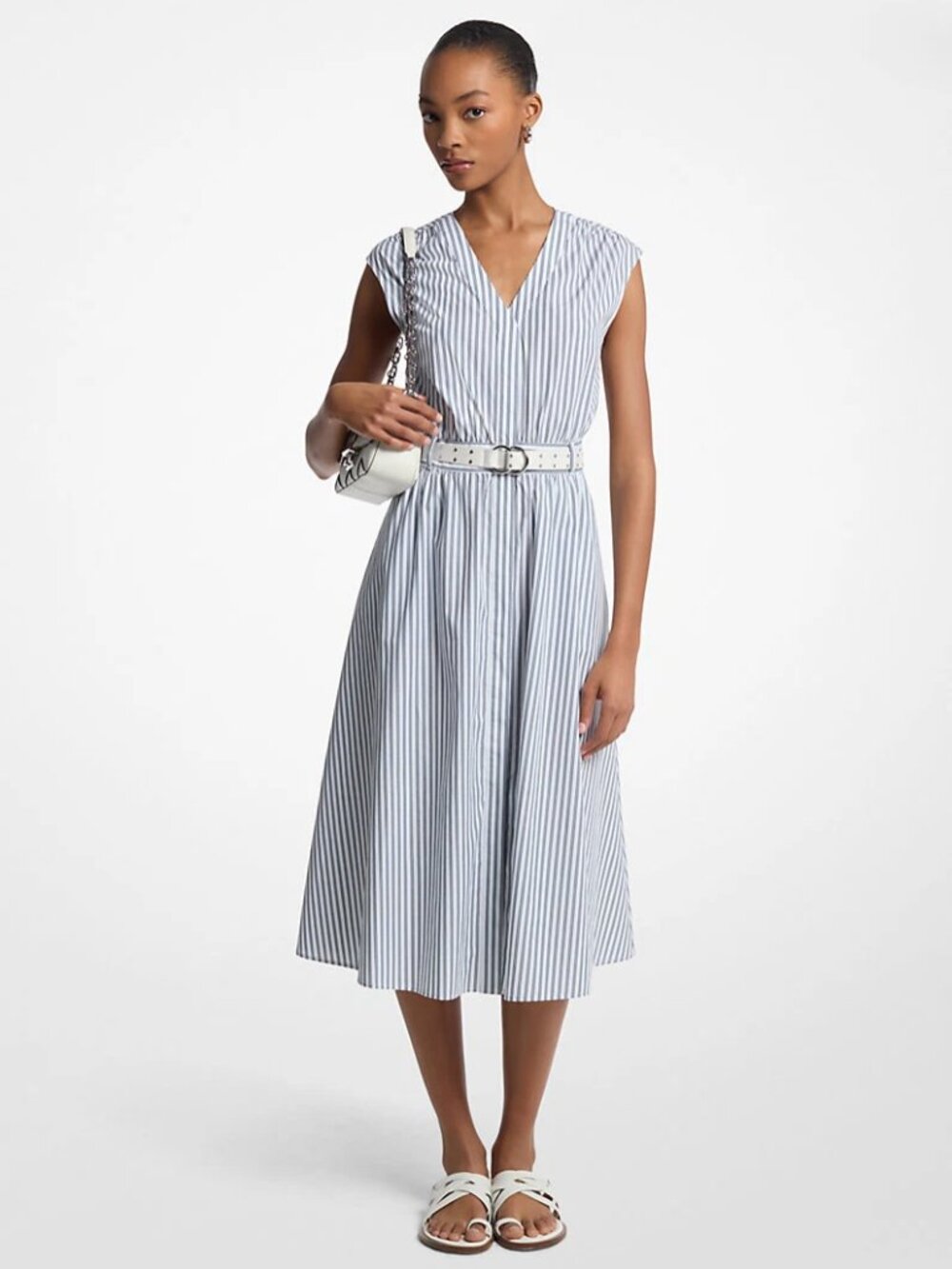 Michael Kors Women's Cotton Poplin Midi Dress with belt New with Tags!